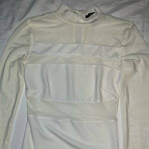 White Long Sleeve Mesh Bodysuit